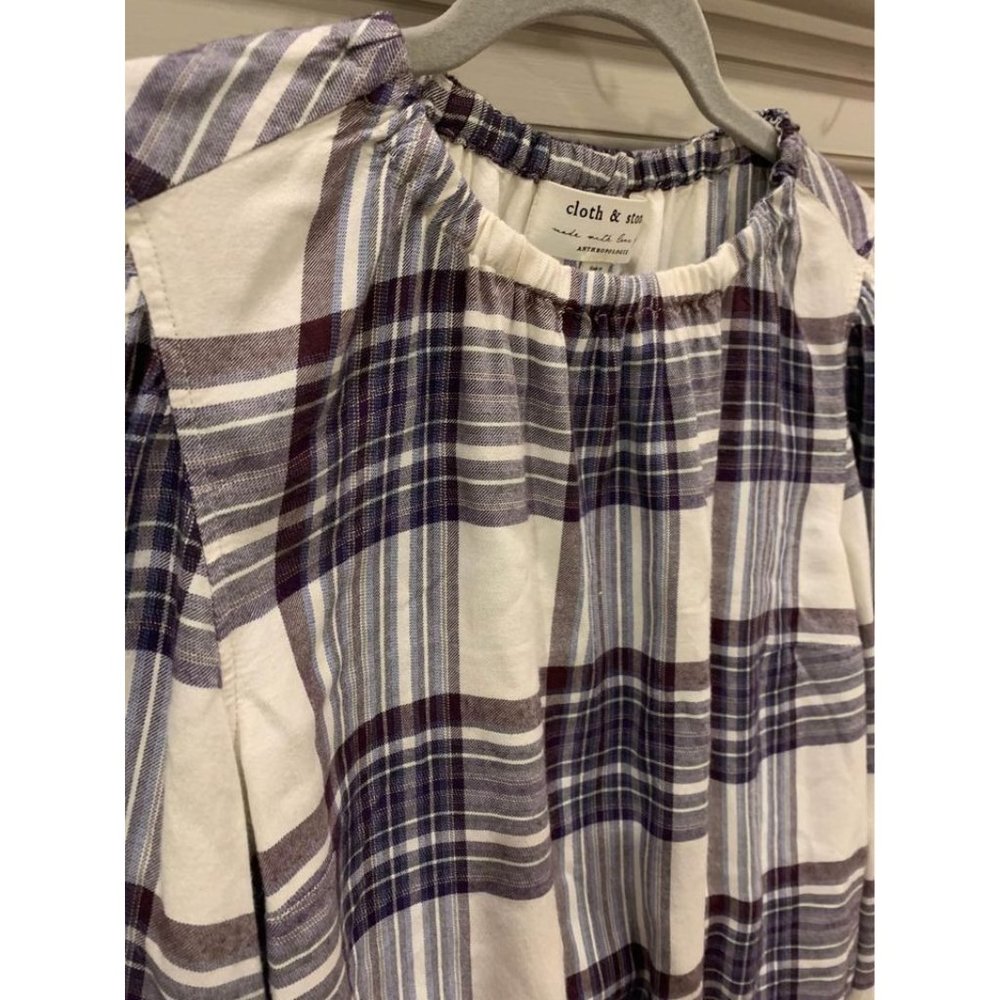 Anthropologie Cloth and Stone flannel inspired women’s top, size XS (bin BB) - Picture 2 of 3